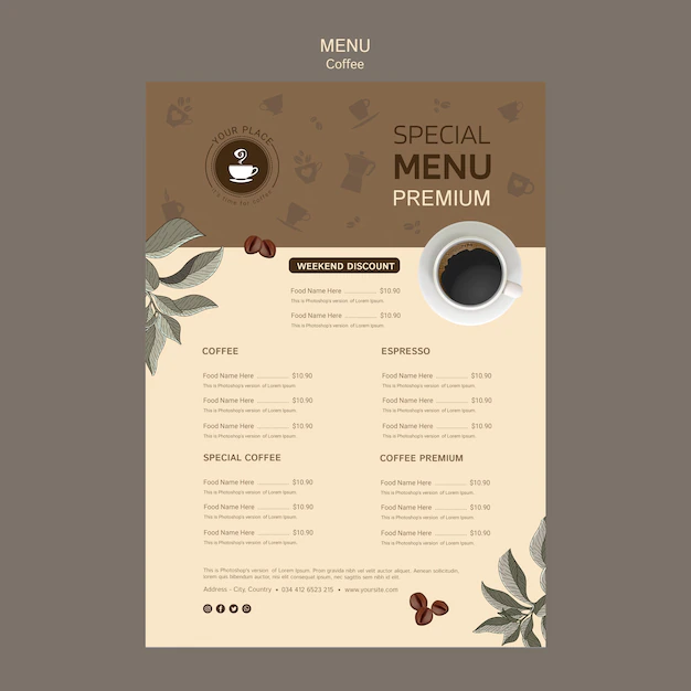 Free PSD | Coffee special menu template