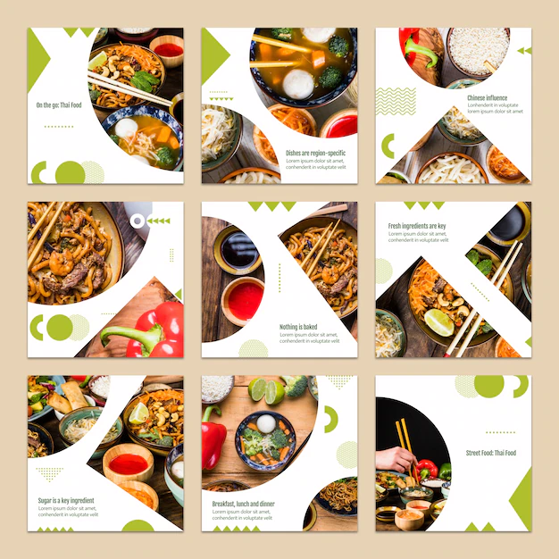 Free PSD | Collection of card template with food concept