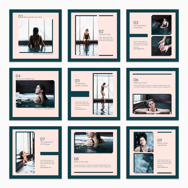 Free PSD | Collection of card template with spa concept