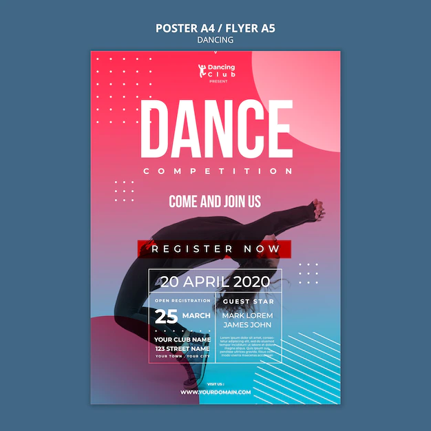 Free PSD | Colorful dance poster template
