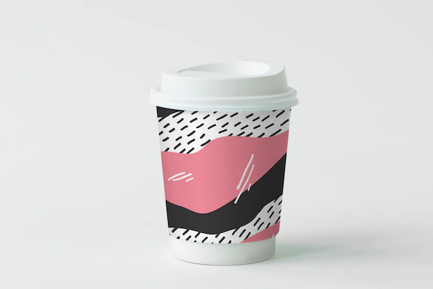 Free PSD | Colorful takeaway coffee cup mockup design