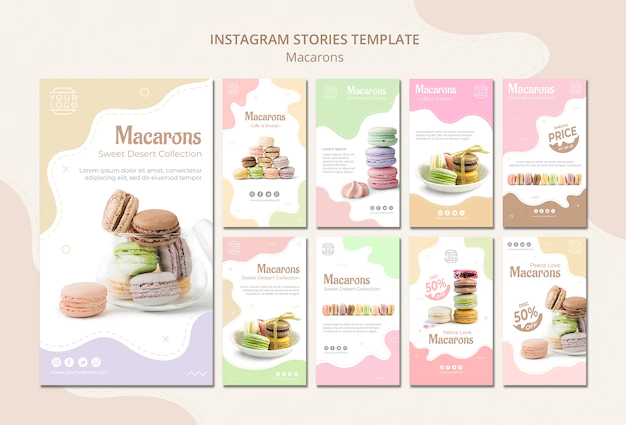 Free PSD | Colourful french macarons instagram stories