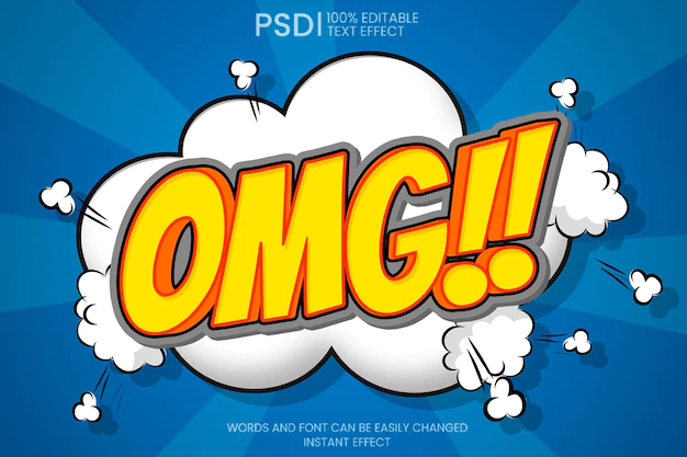 Free PSD | Comic with bubbles text effect