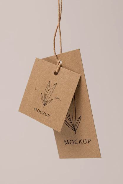Free PSD | Composition of mock-up cardboard tag