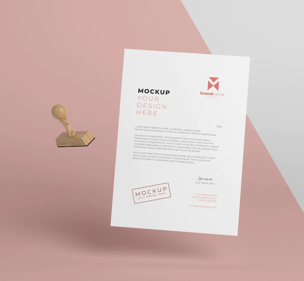 Free PSD | Composition of paper and seal mock-up
