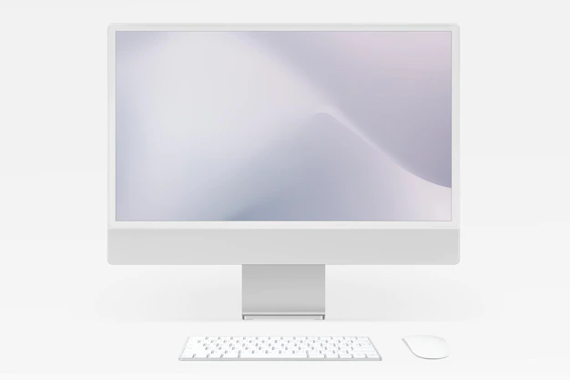 Free PSD | Computer desktop screen mockup psd gray digital device minimal style