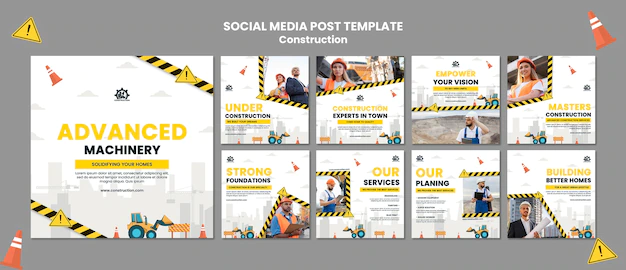 Free PSD | Construction services social media posts