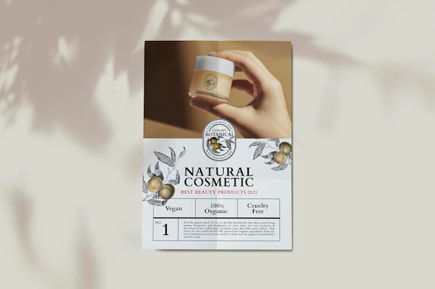 Free PSD | Cosmetic business poster  in luxurious botanical theme advertisement
