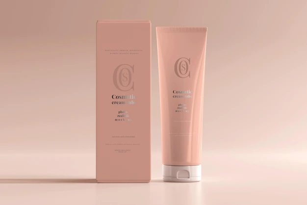 Free PSD | Cosmetic cream tube with box mockup