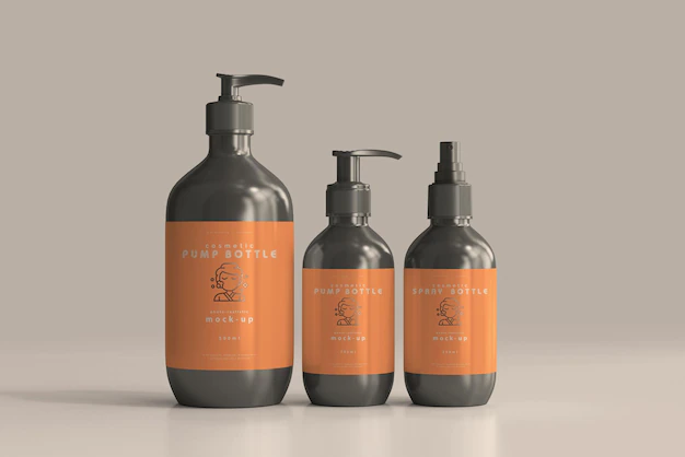Free PSD | Cosmetic pump bottle and spray bottle mockups