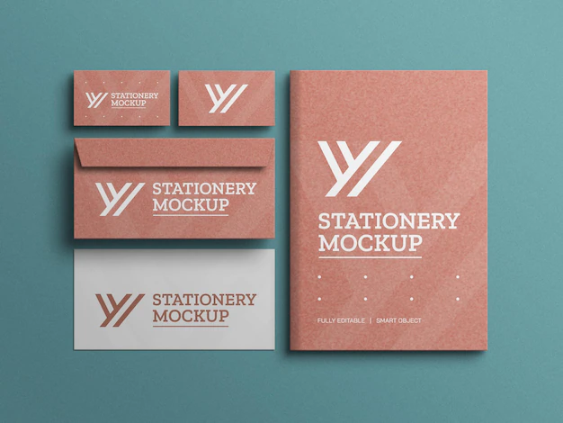 Free PSD | Craft paper document with envelope mockup