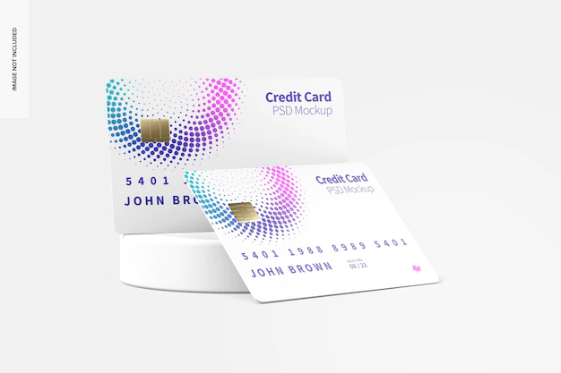 Free PSD | Credit cards with round stone mockup
