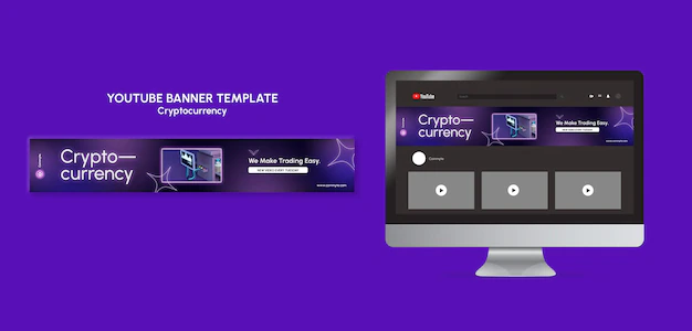 Free PSD | Cryptocurrency design template of youtube banner