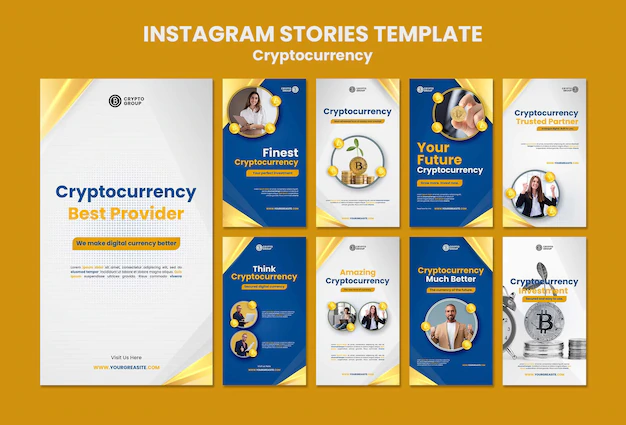 Free PSD | Cryptocurrency instagram stories collection
