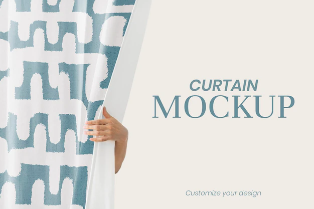 Free PSD | Curtain mockup psd, vintage block print pattern design