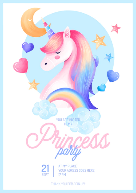 Free PSD | Cute princess party invitation template