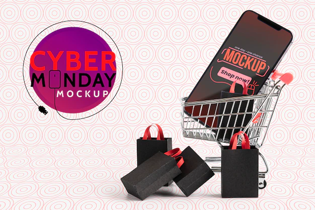 Free PSD | Cyber monday concept with mock-up