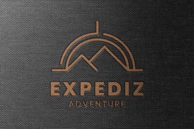 Free PSD | Debossed textile effect, logo template for travel business psd