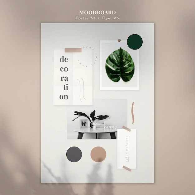 Free PSD | Decoration mood board poster template