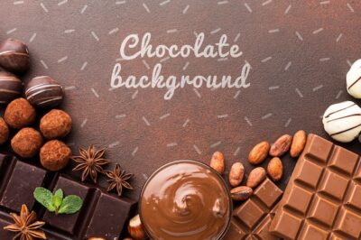 Free PSD | Delicious chocolate with brown background mock-up
