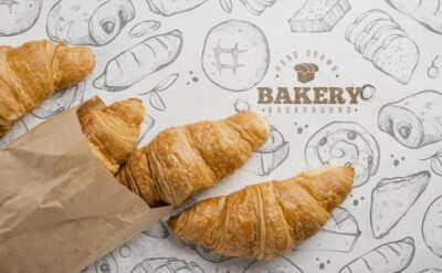Free PSD | Delicious croissants on table