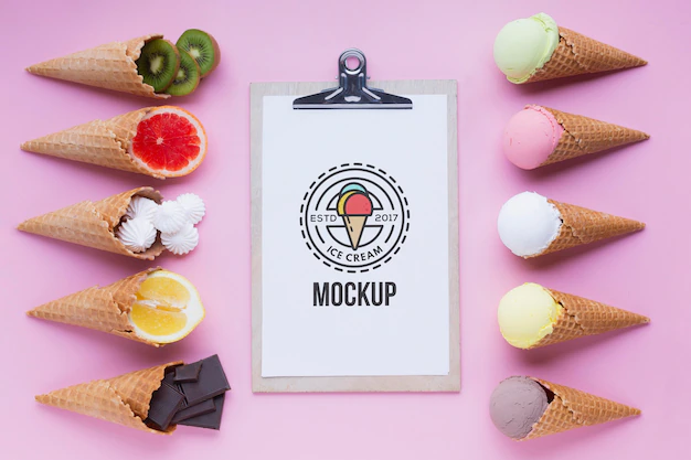 Free PSD | Delicious ice cream concept mock-up