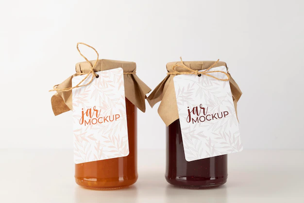 Free PSD | Delicious jam jar label mockup