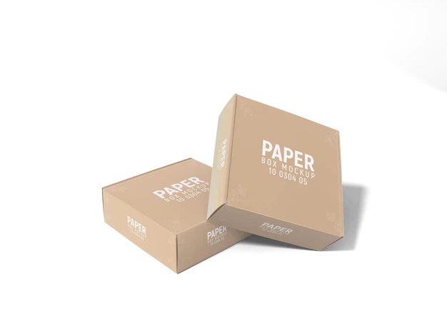 Free PSD | Delivery cardboard paper box packaging mockup