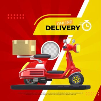Free PSD | Delivery service banner. 3d illustration