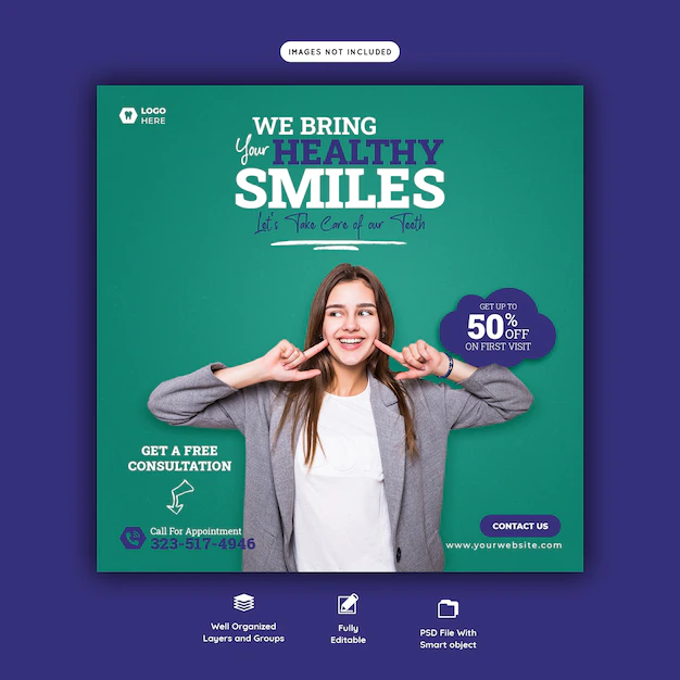 Free PSD | Dentist and dental care social media banner template