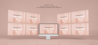 Free PSD | Desktop monitor screen with website presentation mockup isolated