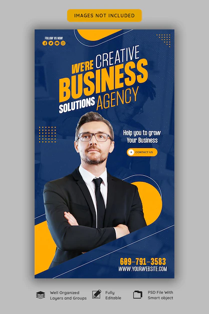 Free PSD | Digital marketing agency and corporate facebook and instagram story template