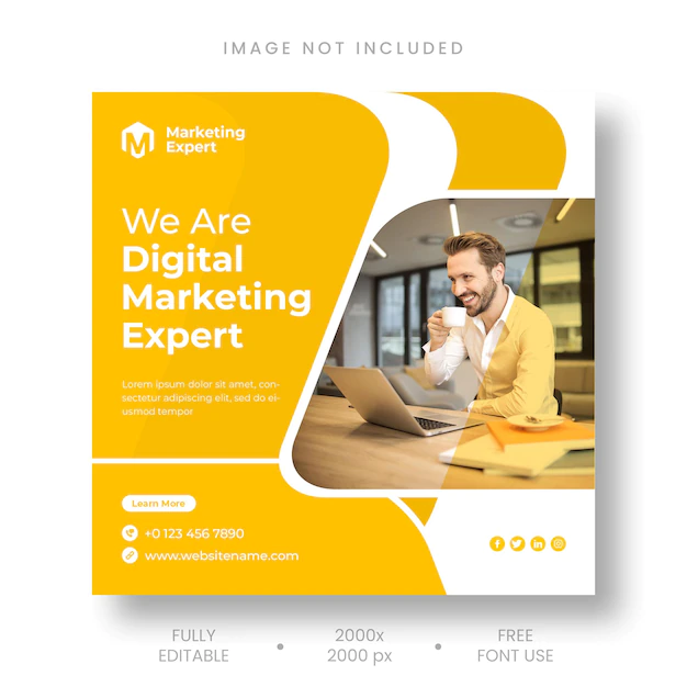 Free PSD | Digital marketing agency instagram post and social media banner template