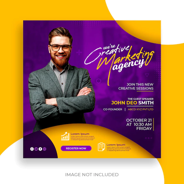 Free PSD | Digital marketing live webinar and corporate social media post template