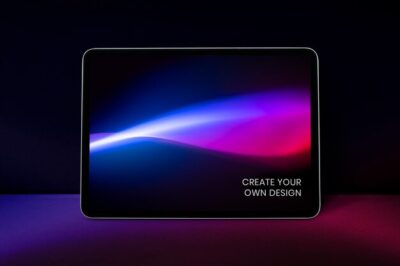 Free PSD | Digital tablet psd mockup with retro futurism style