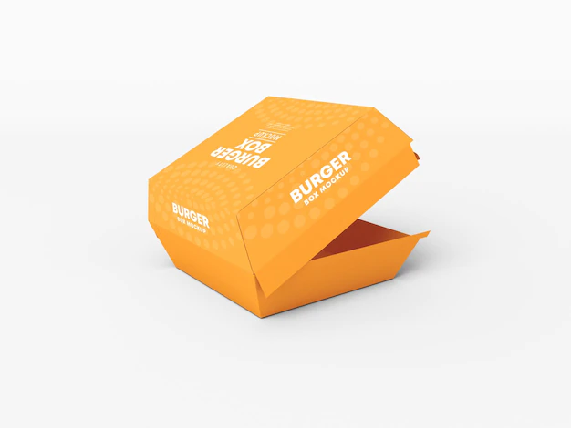 Free PSD | Disposable paper burger box mockup