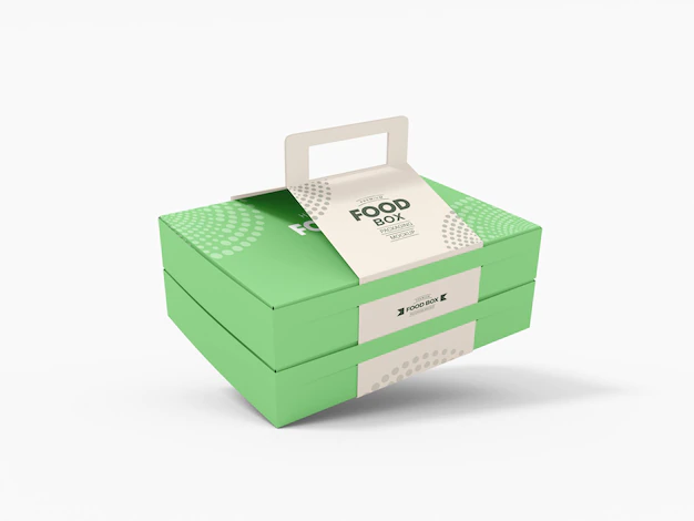 Free PSD | Disposable paper food delivery box branding mockup