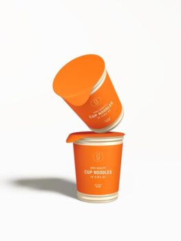 Free PSD | Disposable plastic noodle cup packaging mockup