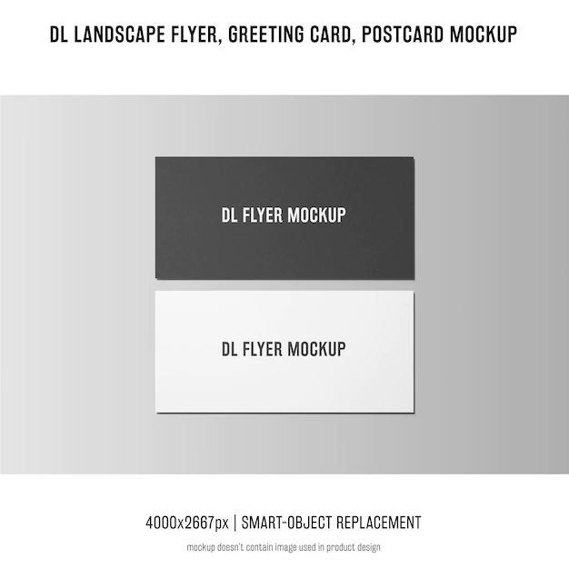 Free PSD | Dl landscape flyer, postcard, greeting card mockup