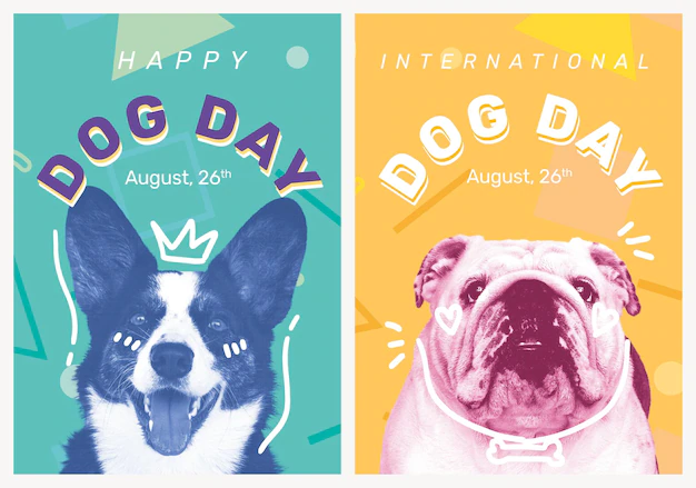 Free PSD | Dog day poster template psd set