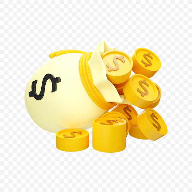 Free PSD | Dollar sack and gold coin icon isolated 3d render illustration