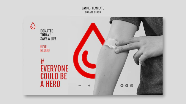 Free PSD | Donate blood campaign horizontal banner