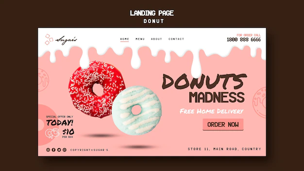 Free PSD | Doughnuts madness different flavors banner template