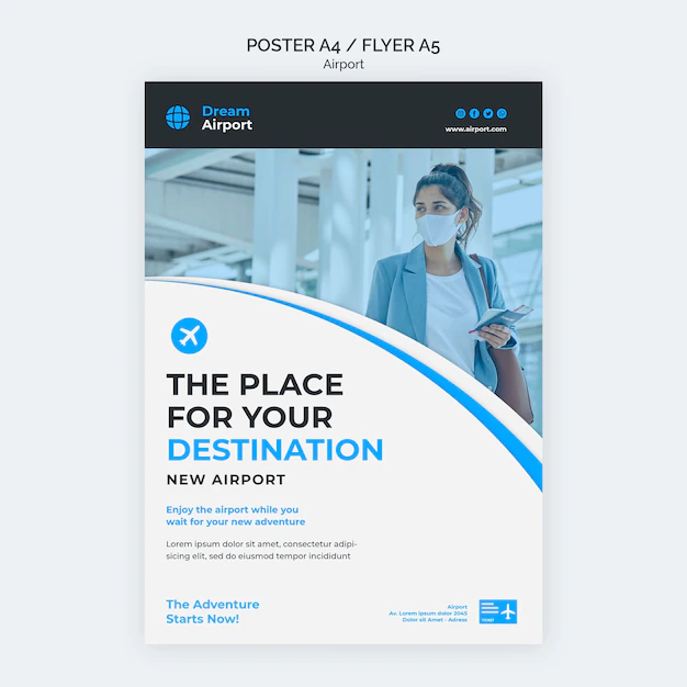 Free PSD | Dream airport flyer template