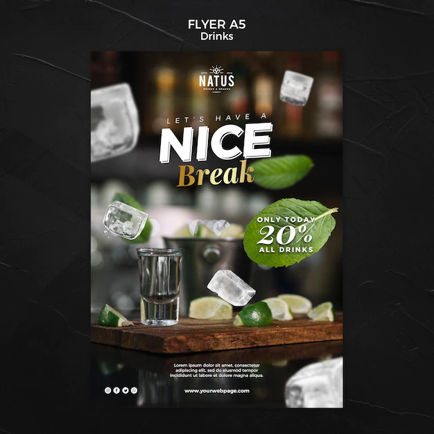 Free PSD | Drinks concept flyer template
