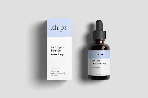 Free PSD | Dropper bottle and box mockup