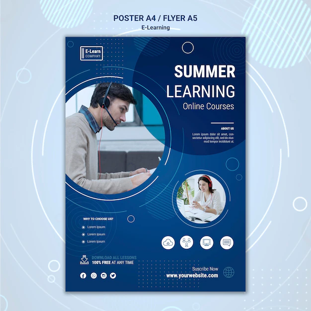 Free PSD | E-learning concept flyer template