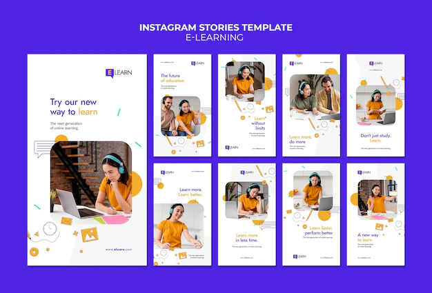 Free PSD | E-learning concept instagram stories