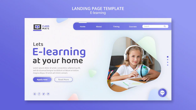 Free PSD | E-learning landing page template design