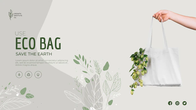 Free PSD | Eco bag for veggies and shopping banner template